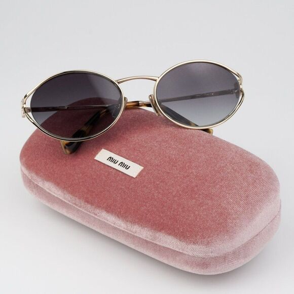 NEW Miu Miu MU52YS ZVN5D1 Pale Gold Grey Gradient Oval Unisex Sunglasses main image 7